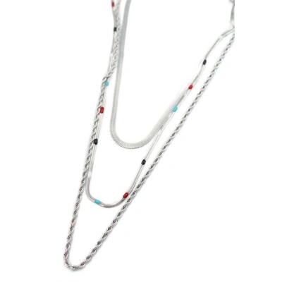 3lü Çelik Kolye - Gümüş