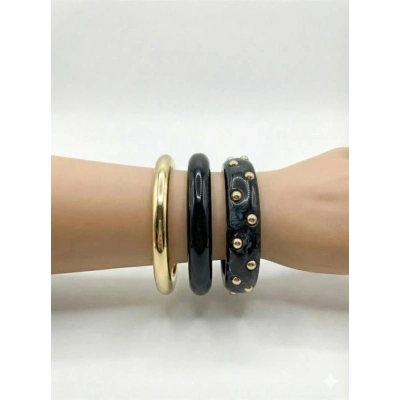 3Lü Set Bilezik - Siyah