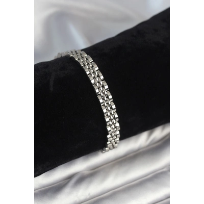 316L Çelik 7 mm Kalınlıkta Gümüş Renkli Erkek Bileklik