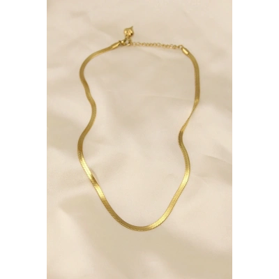 316L Çelik Altın Renk 45 cm İtalyan Zincir Model Kadın Kolye