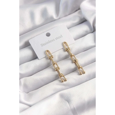 316L Çelik Altın Renk Sallantılı Model Küpe