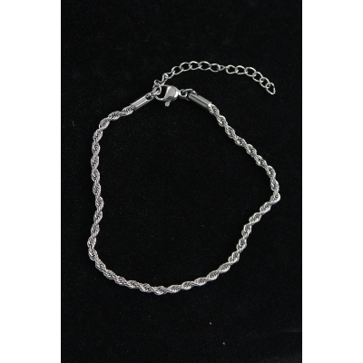 316L Çelik Burgu Model Gümüş Renk Erkek Bileklik