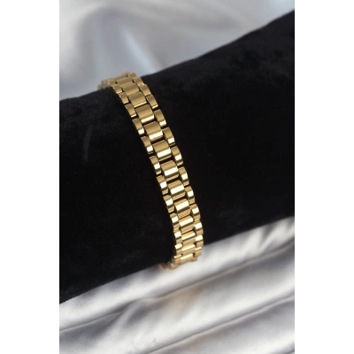 316L Çelik Gold Renk 9 mm Kalınlık Erkek Bileklik