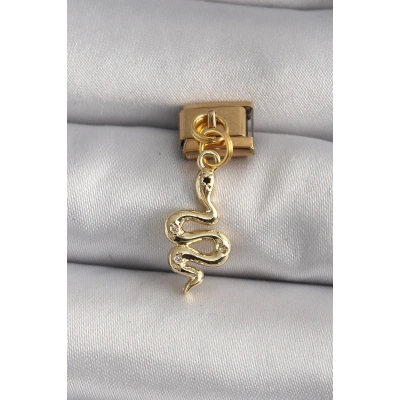 316L Çelik Gold Renk Sallantı Yılan Model Nomination Charm