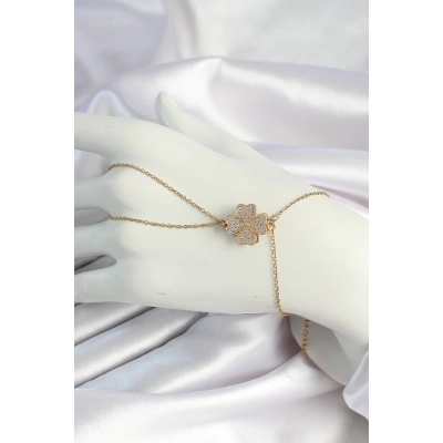 316L Çelik Gold Renk Zincirli Dönen Yonca Figürlü Şahmeran