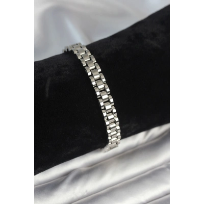 316L Çelik Gümüş Renk 7 mm Kalınlık Erkek Bileklik