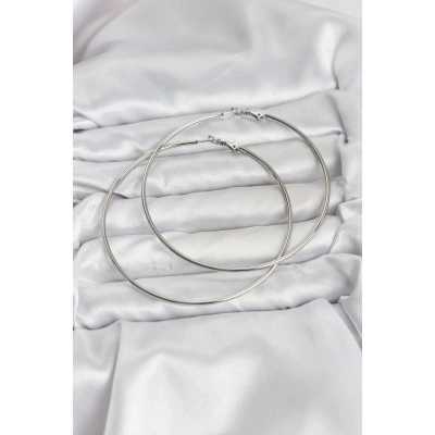 316L Çelik Gümüş Renk 75 mm Halka Küpe