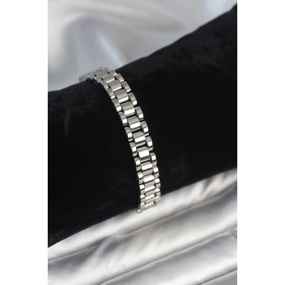 316L Çelik Gümüş Renk 9 mm Kalınlık Erkek Bileklik