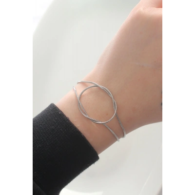 316L Çelik Gümüş Renk Düğüm Model Bileklik