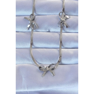 316L Çelik Gümüş Renk İtalyan Zincirli Fiyonk Kolye