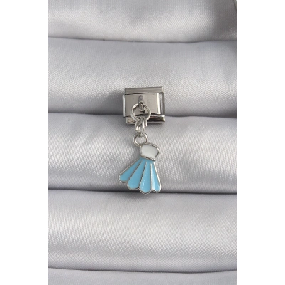 316L Çelik Gümüş Renk Mavi Renk Sallantı Elbise Model Nomination Charm