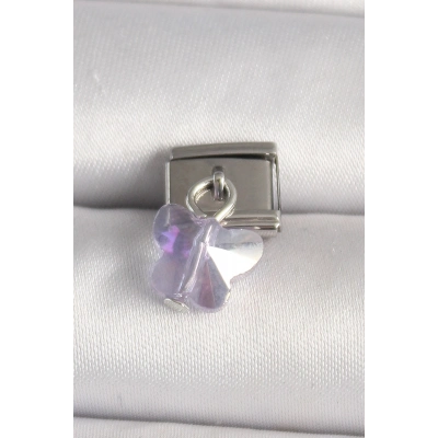 316L Çelik Gümüş Renk Mor Zirkon Taşlı Nomination Charm