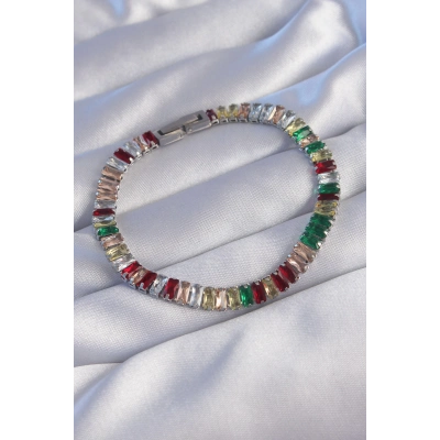 316L Çelik Gümüş Renk Renkli Su Yolu Tasarımlı Bileklik