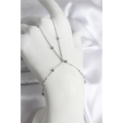 316L Çelik Gümüş Renk Topçuk Zincir Model Kadın Şahmeran