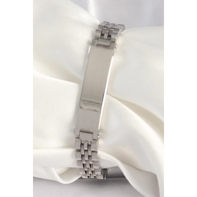 316L Çelik Gümüş Renk Zincir Künye Model Erkek Bileklik