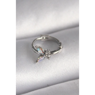 316L Çelik Gümüş Renk Zirkon Taşlı Kelebek Model Tragus Piercing