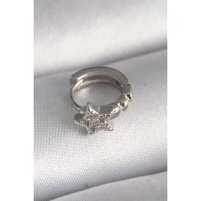 316L Çelik Gümüş Renk Zirkon Taşlı Yıldız Model Tragus Piercing