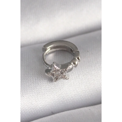 316L Çelik Gümüş Renk Zirkon Taşlı Yıldız Model Tragus Piercing