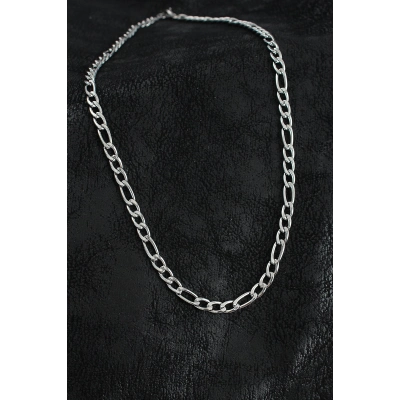 316L Çelik Kalın Figaro Zincir Model Gümüş Renk Erkek Kolye