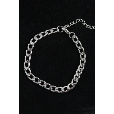 316L Çelik Kalın Klasik Model Gümüş Renk Erkek Bileklik