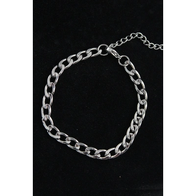 316L Çelik Kalın Klasik Model Gümüş Renk Erkek Bileklik