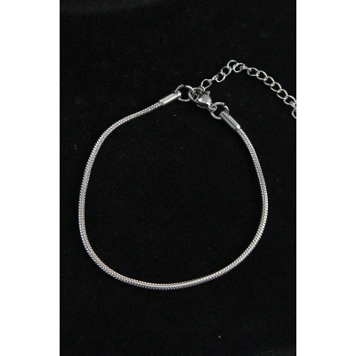 316L Çelik Oval İtalyan Model Gümüş Renk Erkek Bileklik