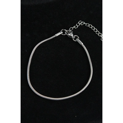 316L Çelik Oval İtalyan Model Gümüş Renk Erkek Bileklik