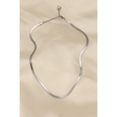 316L Çelik Silver Renk 45 cm İtalyan Zincir Model Kadın Kolye