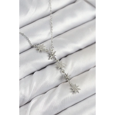 316L Çelik Yıldız Model Gümüş Renk Kadın Kolye