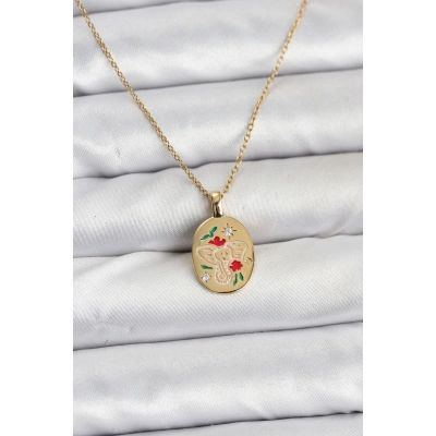 316L Çelik Zincir Gold Renk Fil Figürlü Kadın Kolye