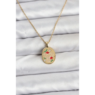 316L Çelik Zincir Gold Renk Fil Figürlü Kadın Kolye