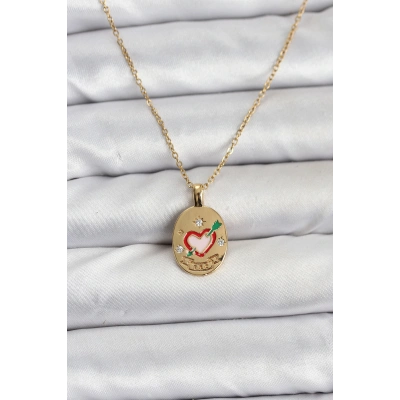 316L Çelik Zincir Gold Renk Kalp Figürlü Kadın Kolye