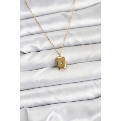 316L Çelik Zincir Gold Renk Minimal Kutup Yıldızı Model Kadın Kolye