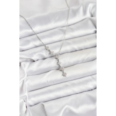 316L Çelik Zincir Gümüş Renk Kutup Yıldızı Model Kadın Kolye