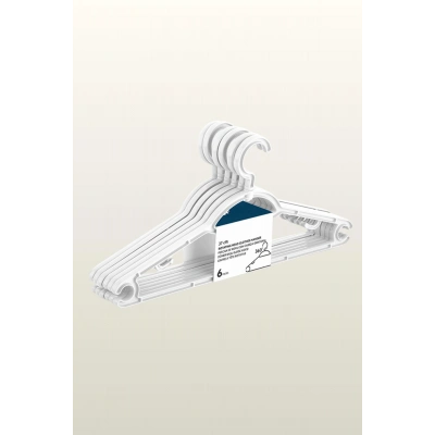 37 Cm Döner Başlı Beyaz Askı 6’lı Set