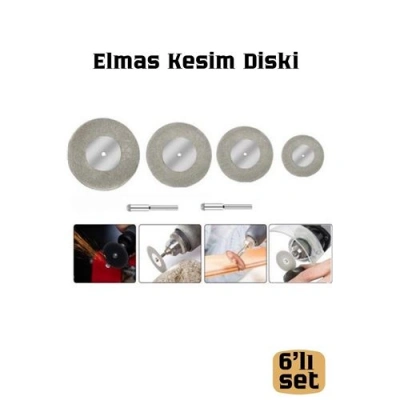 4lü Set Elmas Kesim Diski Gravür Ucu Taş Cam Seramik Mermer Metal Kesme ve Aşındırma Diski