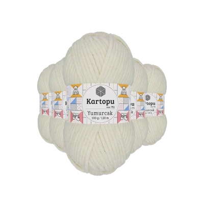 5 Adet Yumurcak Kadife El Örgü İpi Kırık Beyaz K011