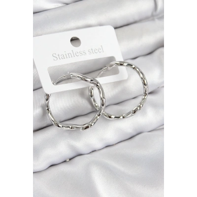 Bfs Pirinç Halka Model Gümüş Renk Kadın Küpe