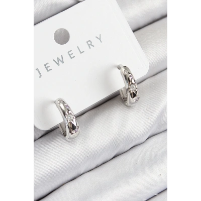 Bfs Pirinç Zirkon Taşlı Halka Model Gümüş Renk Kadın Küpe