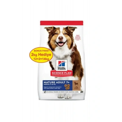 Hills Mature Adult 7+ Orta Irk Kuzu Etli Yaşlı Köpek Maması 12 Kg (+2 Kg Hediyeli)