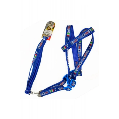 Euro Dog Köpek Uzatma Tasması ve Göğüs Tasması Takımı Mavi/Beyaz 20 Mm 120 Cm