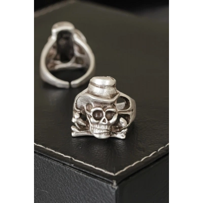 BFS Kuru Kafa Tasarımlı Eskitme Gümüş Renkli Ayarlamalı Model Erkek Yüzük