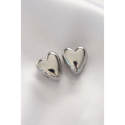 Bfs Pirinç Gümüş Renk Zirkon Taşlı Halka Model Kadın Küpe