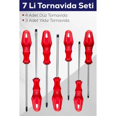7li Tornavida Seti (4 Adet Düz Tornavida 3 Adet Yıldız Tornavida)