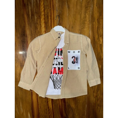 9-13 yaş tişört gömlek kombini vizon