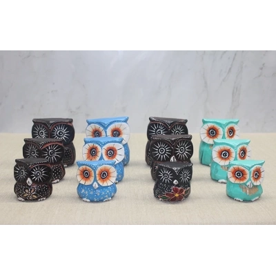 Ahşap 3lü Baykuş Seti 3sutama-10