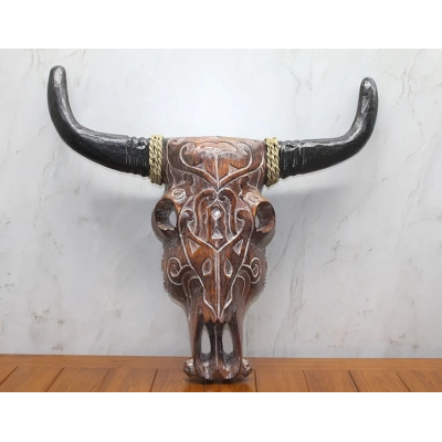 Ahşap Duvara Asmalı Bufalo Kafası