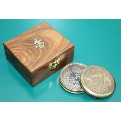 Ahşap Kutulu Pirinç Pusula 16222