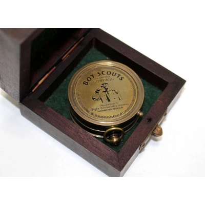 Ahşap Kutulu Pirinç Pusula Model 5