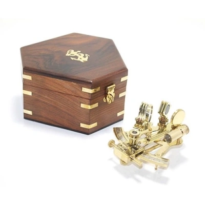 Ahşap Kutulu Pirinç Sekstant Model 2